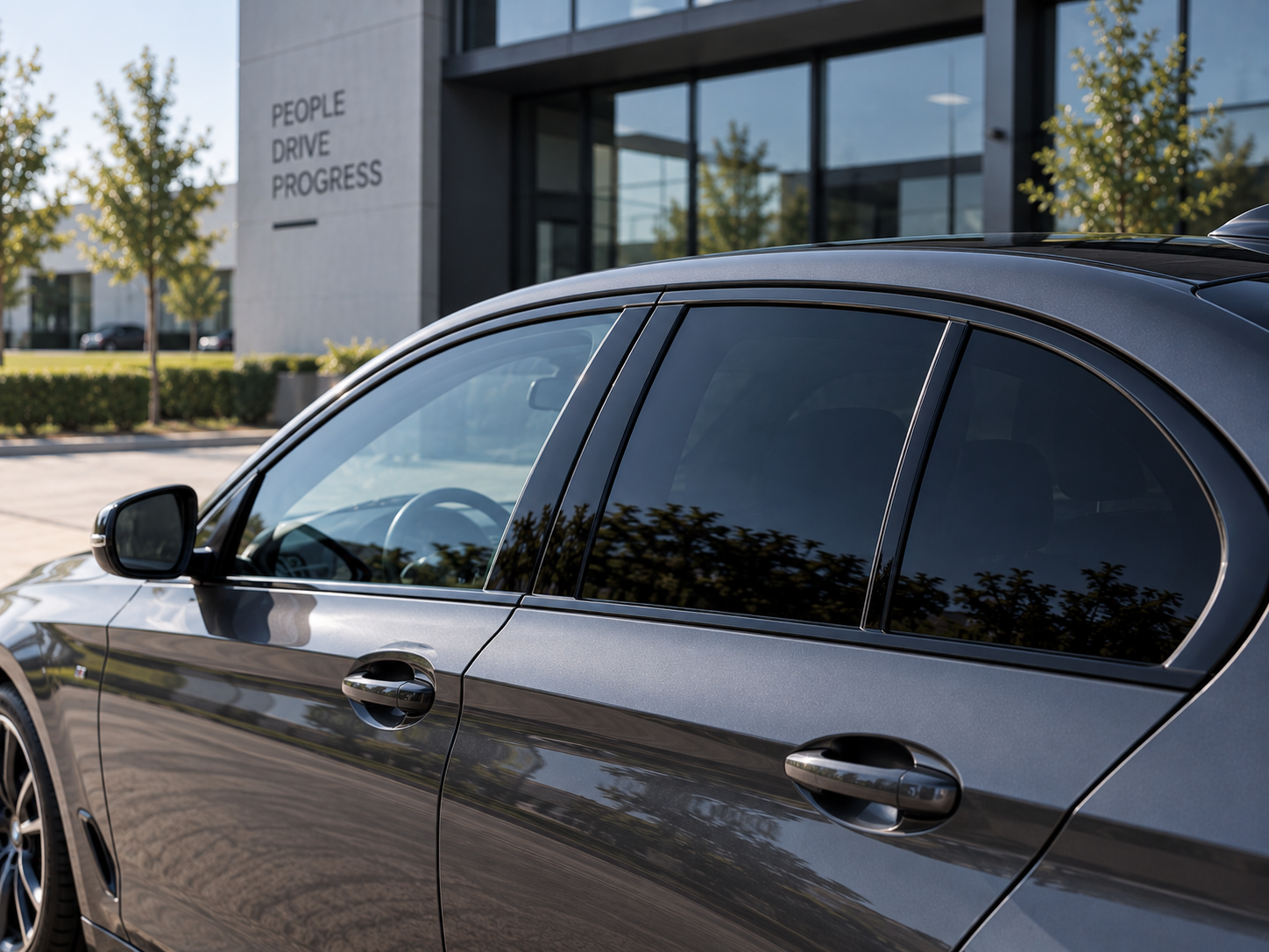 Auto met gebalanceerde medium tint op de achterruiten