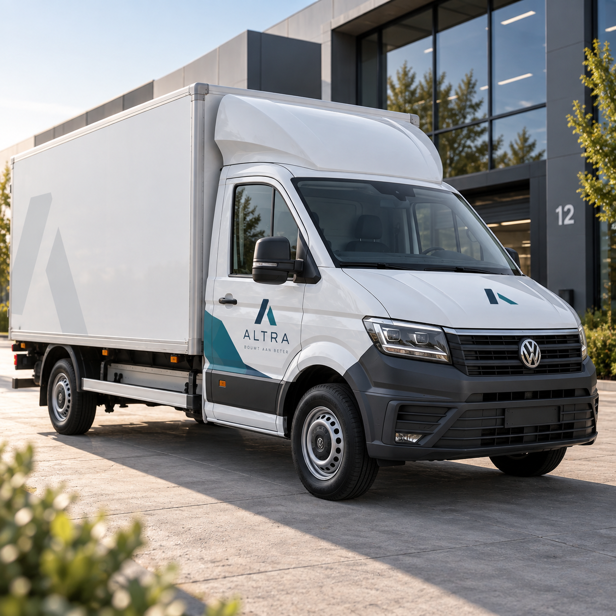 Cabine van een professioneel beletterde bakwagen