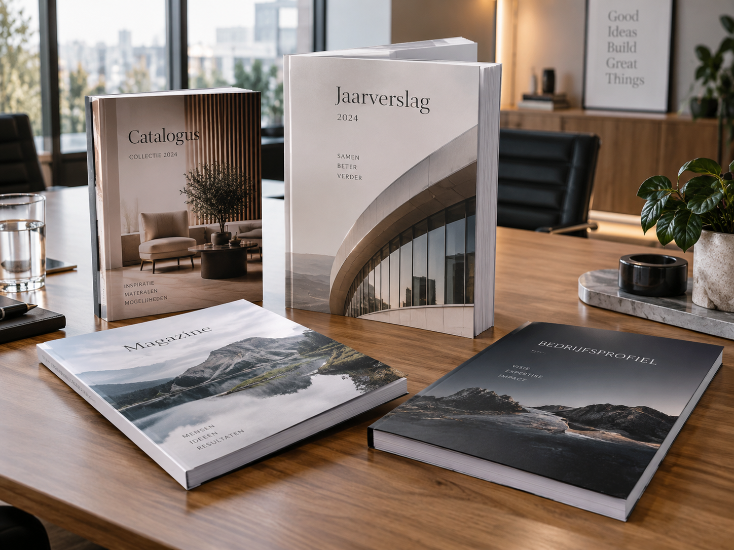 Professionele gelijmde catalogi jaarverslagen magazines en bedrijfspublicaties