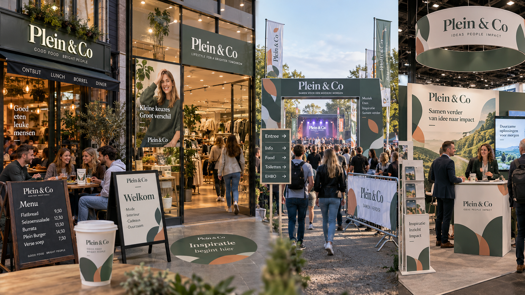 Professionele Nederlandse horeca retail event en beursomgevingen binnen één visueel Print en Sign verhaal