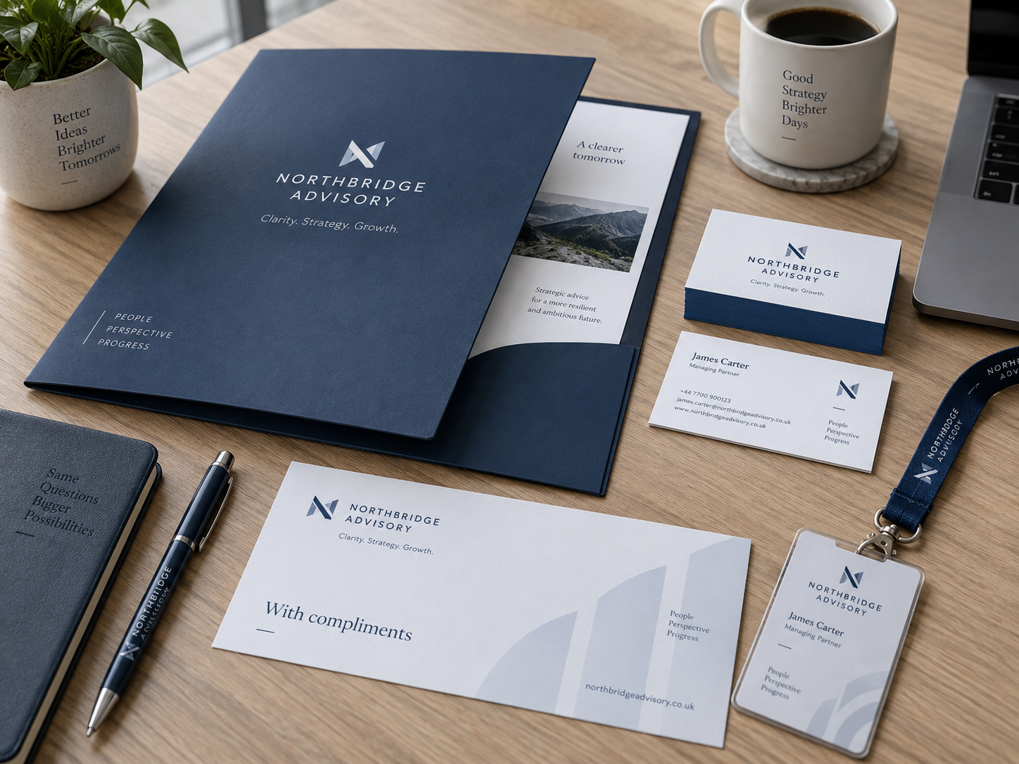 Professionele zakelijke netwerkset met visitekaartjes presentatiemap PVC pas en relatiekaart in dezelfde huisstijl