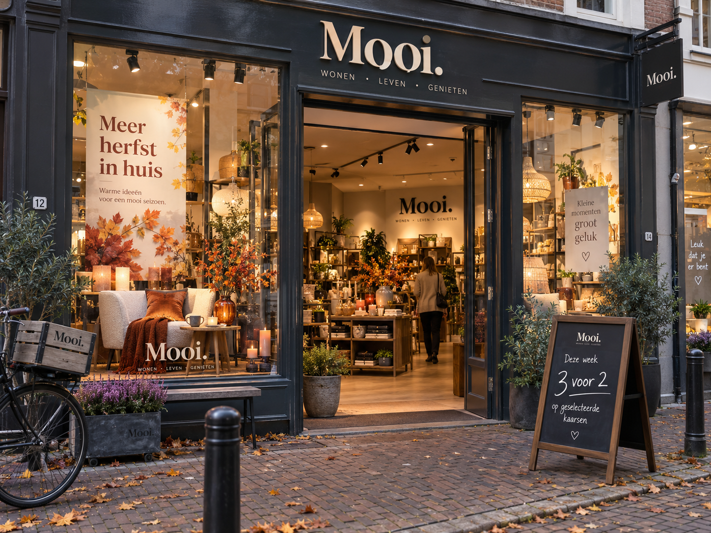 Winkel met vaste merkbasis seizoenscampagne en snel wisselende actuele winkelcommunicatie